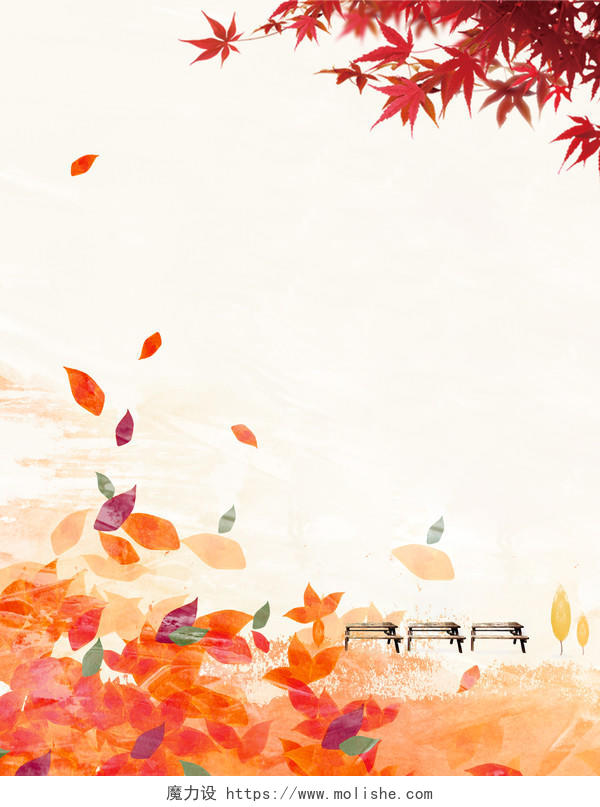 秋季秋天枫叶落叶轮播海报背景图
